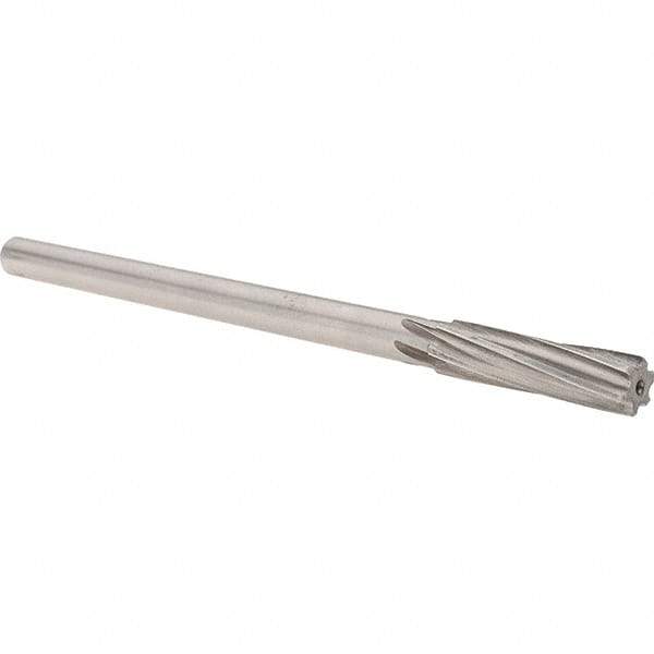 Alvord Polk - 1/2" High Speed Steel 6 Flute Chucking Reamer - Spiral Flute, 0.4355" Straight Shank, 2" Flute Length, 8" OAL - Eagle Tool & Supply