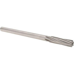 Alvord Polk - 1/2" High Speed Steel 6 Flute Chucking Reamer - Spiral Flute, 0.4355" Straight Shank, 2" Flute Length, 8" OAL - Eagle Tool & Supply