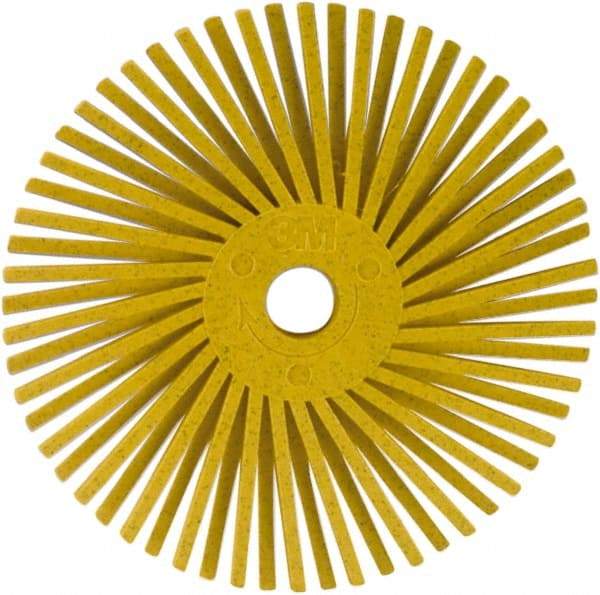 3M - 3" 80 Grit Ceramic Tapered Disc Brush - Medium Grade, Plain Hole Connector, 1" Trim Length, 0.37" Arbor Hole - Eagle Tool & Supply