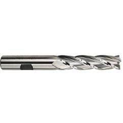 5/8 Dia. x 4-5/8 Overall Length 4-Flute Square End High Speed Steel SE End Mill-Round Shank-Center Cutting -TiN - Eagle Tool & Supply