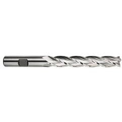 7/8 Dia. x 7-1/4 Overall Length 4-Flute Square End High Speed Steel SE End Mill-Round Shank-Center Cutting -TiN - Eagle Tool & Supply