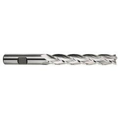 7/8 Dia. x 7-1/4 Overall Length 4-Flute Square End High Speed Steel SE End Mill-Round Shank-Center Cutting -TiN - Eagle Tool & Supply
