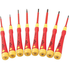 Wiha - 8 Piece Slotted & Phillips Screwdriver Set - #00 to #1 Phillips Size - Eagle Tool & Supply