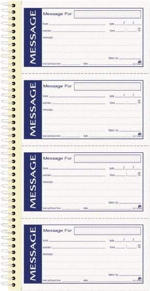 Adams Business Forms - 200 Sheet, 11 x 5-1/4", Call Book - Blue & White - Eagle Tool & Supply