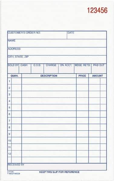 Adams Business Forms - 50 Sheet, 4-3/16 x 7-3/16", Sales Order Book - White - Eagle Tool & Supply