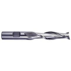 3/16 Dia. x 3-1/16 Overall Length 2-Flute Square End High Speed Steel SE End Mill-Round Shank-Center Cutting -TiN - Eagle Tool & Supply