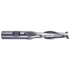 3/16 Dia. x 3-1/16 Overall Length 2-Flute Square End High Speed Steel SE End Mill-Round Shank-Center Cutting -TiN - Eagle Tool & Supply