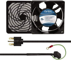 Made in USA - 230 Volts, AC, 80 CFM, Square Tube Axial Fan Kit - 0.07/0.06 Amp Rating, 120mm High x 120mm Wide x 38.5mm Deep, Includes Fan, Fan Guard, Fan Cord - Eagle Tool & Supply