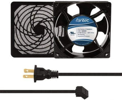 Made in USA - 115 Volts, AC, 103 CFM, Square Tube Axial Fan Kit - 0.26 Amp Rating, 120mm High x 120mm Wide x 38.5mm Deep, Includes Fan, Fan Filter, Fan Cord - Eagle Tool & Supply