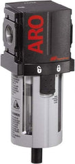 ARO/Ingersoll-Rand - 1/4" Port Coalescing Filter - Polycarbonate Bowl, Automatic Drain, 150 Max psi, 0.3 Micron Rating, 2.205" Long x 2.244" Wide x 7.028" High - Eagle Tool & Supply