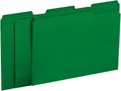 UNIVERSAL - 8-1/2 x 11", Letter Size, Green, File Folders with Top Tab - 11 Point Stock, 1/3 Tab Cut Location - Eagle Tool & Supply