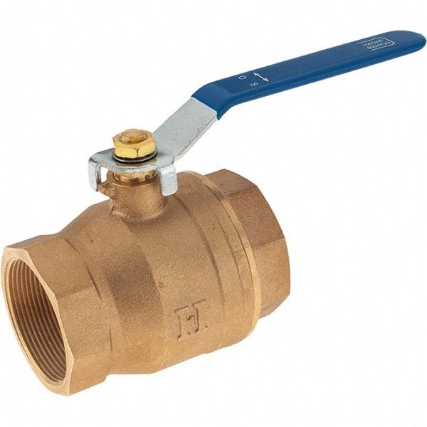 Value Collection - 2" Pipe, Bronze Full Port Ball Valve - 2 Piece, NPT Ends, Lever Handle, 600 WOG, 150 WSP - Eagle Tool & Supply