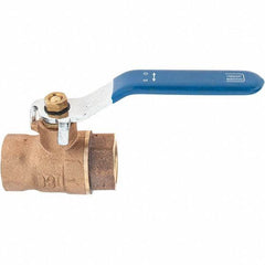 Value Collection - 1/2" Pipe, Bronze Full Port Ball Valve - 2 Piece, NPT Ends, Lever Handle, 600 WOG, 150 WSP - Eagle Tool & Supply
