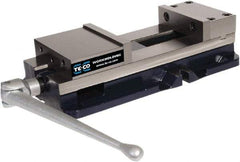 TE-CO - 8" Jaw Width, 11" Jaw Opening Capacity, Horizontal Stationary Machine Vise - Manual Operation, 12,000 Lb Capacity, 1 Station, 24-1/2" Long x 5.51" High x 2-1/4" Deep, 2-1/4" Jaw Height - Eagle Tool & Supply