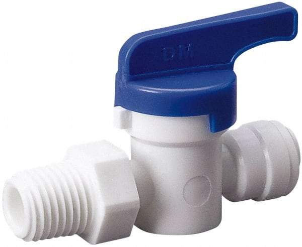 Value Collection - 3/8 x 3/8" Pipe, Full Port, Polysulfone Standard Ball Valve - Inline - Two Way Flow, Push Fit Ends, Lever Handle, 250 WOG, 200 WSP - Eagle Tool & Supply