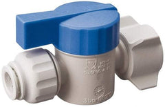 Value Collection - 1/4 x 1/2" Pipe, Full Port, Polysulfone Standard Ball Valve - Inline - Two Way Flow, Push Fit Ends, Lever Handle, 250 WOG, 200 WSP - Eagle Tool & Supply