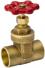 Value Collection - 1/2" Pipe, Class 150, C x C Brass Wedge Compact Gate Valve - 200 WOG, 200 WSP, Screw Over Bonnet, For Use with Water, Oil & Gas - Eagle Tool & Supply