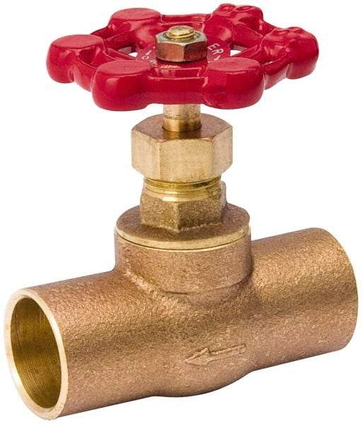 Value Collection - 1/2" Pipe, 125 psi WOG Rating, Brass, Stop Valve - Lobe Type Handle, C x C End Connections, Use with Water, Oil, Air - Eagle Tool & Supply