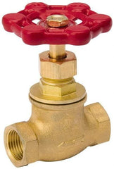 Value Collection - 1/2" Pipe, 125 psi WOG Rating, Brass, Stop Valve - Lobe Type Handle, IPS End Connections, Use with Water, Oil, Air - Eagle Tool & Supply