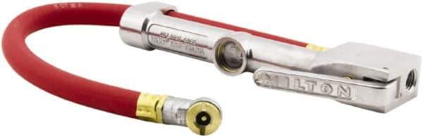 Milton - 160 Max psi Closed Check Aluminum/EPDM Inflator Gauge - Ball Foot Chuck, 1/4 FNPT, 10 to 160 psi Pressure Range - Eagle Tool & Supply