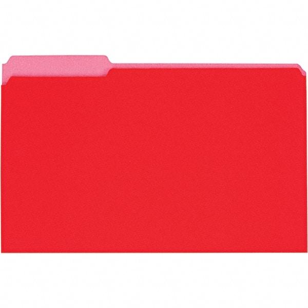 UNIVERSAL - 9-5/8 x 14-3/4", Legal, Red, File Folders with Top Tab - 11 Point Stock, 1/3 Tab Cut Location - Eagle Tool & Supply