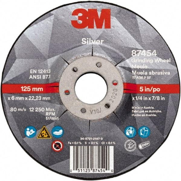 3M - Depressed-Center Wheels Wheel Diameter (Inch): 5 Wheel Thickness (Decimal Inch): 0.2500 - Eagle Tool & Supply