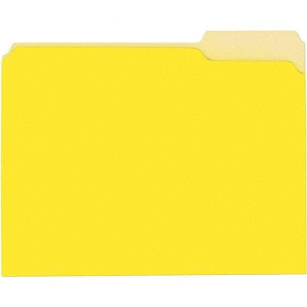 UNIVERSAL - 9-5/8 x 11-3/4", Letter Size, Yellow, File Folders with Top Tab - 11 Point Stock, 1/3 Tab Cut Location - Eagle Tool & Supply