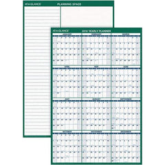 AT-A-GLANCE - 1 Sheet, 32 x 48", Erasable Wall Calendar - Green & White - Eagle Tool & Supply