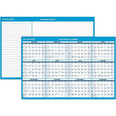 AT-A-GLANCE - 1 Sheet, 36 x 24", Erasable Wall Calendar - Blue & White - Eagle Tool & Supply