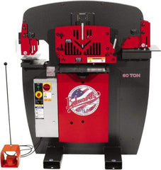 Edwards Manufacturing - 8-7/8" Throat Depth, 60 Ton Punch Pressure, 1-1/16" in 5/8" Punch Capacity Ironworker - 5 hp, 3 Phase, 460 Volts, 46-1/8" Wide x 56-1/8" High x 36-1/8" Deep - Eagle Tool & Supply