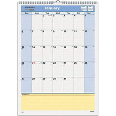 AT-A-GLANCE - 12 Sheet, 12 x 17", Wall Calendar - Blue & Yellow - Eagle Tool & Supply