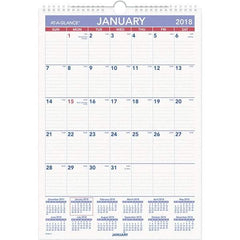 AT-A-GLANCE - 12 Sheet, 12 x 17", Erasable Wall Calendar - White - Eagle Tool & Supply