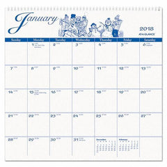 AT-A-GLANCE - 12 Sheet, 12 x 11-3/4", Wall Calendar - White - Eagle Tool & Supply