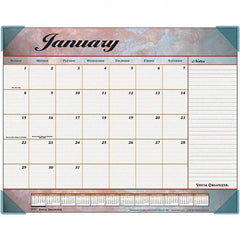 AT-A-GLANCE - 12 Sheet, 22 x 17", Desk Pad Calendar - Marble Burgundy - Eagle Tool & Supply