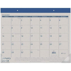 AT-A-GLANCE - 12 Sheet, 22 x 17", Desk Pad Calendar - Blue - Eagle Tool & Supply