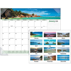 AT-A-GLANCE - 12 Sheet, 22 x 17", Desk Pad Calendar - Seascapes - Eagle Tool & Supply