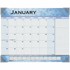 AT-A-GLANCE - 12 Sheet, 22 x 17", Desk Pad Calendar - Slate Blue - Eagle Tool & Supply