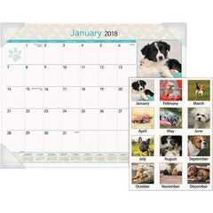 AT-A-GLANCE - 12 Sheet, 22 x 17", Desk Pad Calendar - Puppies - Eagle Tool & Supply