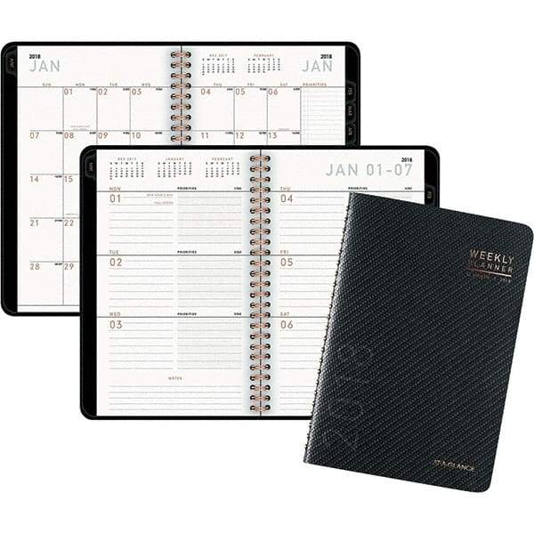 AT-A-GLANCE - 128 Sheet, 4-7/8 x 8", Weekly/Monthly Planner - Graphite - Eagle Tool & Supply