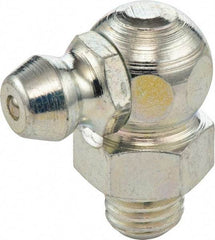 Umeta - 90° Head Angle, M8x1 Metric Stainless Steel Standard Grease Fitting - 9mm Hex, 18mm Overall Height, 5.5mm Shank Length - Eagle Tool & Supply