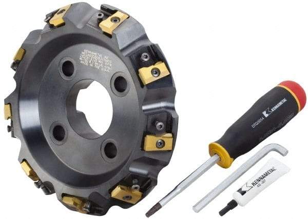 APT - Arbor Hole Connection, 0.485" Cutting Width, 1-7/8" Depth of Cut, 6" Cutter Diam, 1-1/2" Hole Diam, 12 Tooth Indexable Slotting Cutter - SM61 Toolholder, CTA 4 Insert, Neutral Cutting Direction - Eagle Tool & Supply