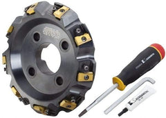 APT - Arbor Hole Connection, 0.485" Cutting Width, 1-7/8" Depth of Cut, 6" Cutter Diam, 1-1/2" Hole Diam, 12 Tooth Indexable Slotting Cutter - SM61 Toolholder, CTA 4 Insert, Neutral Cutting Direction - Eagle Tool & Supply