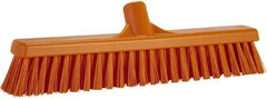 Vikan - 16" Combo Duty Synthetic Push Broom - 2" Bristle Length, Plastic Block, European Threaded Handle Connection - Eagle Tool & Supply
