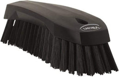 Vikan - 1.3" Bristle Length, Polyester Utility Scrub Brush - 7" Long x 3" Wide Head, 8" OAL, Black, Polypropylene Block - Eagle Tool & Supply