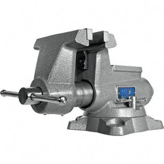 Wilton - 6-1/2" Jaw Width, 6-1/2" Opening Capacity, 4-3/8" Throat Depth, Iron Swivel Bench Vise - Double Lockdown Base Attachment, Anvil, 19-19/64" Long x 11" Wide x 9-13/32" High - Eagle Tool & Supply