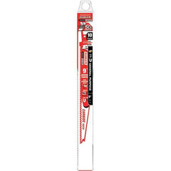 Freud - 9" Long x 1" Thick, Carbide Reciprocating Saw Blade - Tapered Profile, 9 TPI, Toothed Edge, Tang Shank - Eagle Tool & Supply