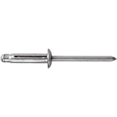 STANLEY Engineered Fastening - Size 6 Dome Head Aluminum Open End Blind Rivet - Aluminum Mandrel, 0.04" to 0.354" Grip, 3/16" Head Diam, 0.197" to 0.207" Hole Diam, - Eagle Tool & Supply