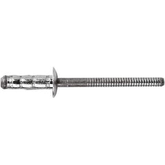 STANLEY Engineered Fastening - Size 6 Dome Head Steel Multi Grip Blind Rivet - Steel Mandrel, 0.0598" to 1/4" Grip, 3/16" Head Diam, 0.1921" to 0.1961" Hole Diam, 3" Body Diam - Eagle Tool & Supply