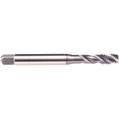 Emuge - M4x0.7 M 3 Flute 6H Modified Bottoming Spiral Flute Tap - High Speed Steel, TiCN Finish, 63mm OAL, Right Hand Flute, Right Hand Thread, Series B4939300 - Eagle Tool & Supply