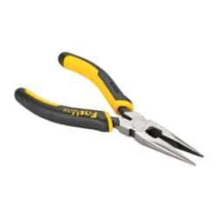 Stanley - 6-1/2" OAL, 2" Jaw Length x 11/16" Jaw Width, Long Nose Side Cutting Pliers - Serrated Jaw, Standard Head, Bi-Material Cushion Grip Handles - Eagle Tool & Supply